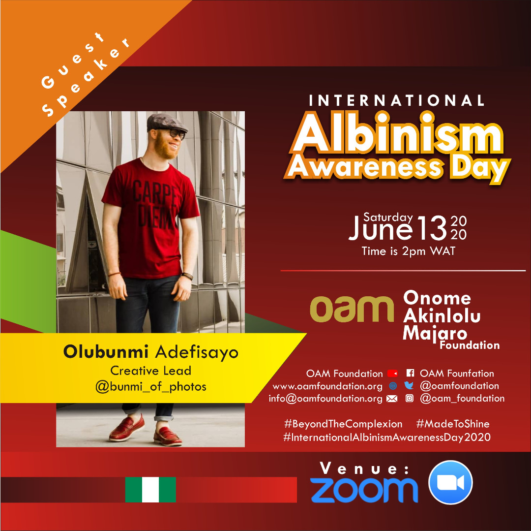 International Albinism Awareness Day, IAAD,   #BeyondTheComplexion,  Albino #AlbinismAwareness #Albinism #OAMFoundation #AlbinoFoundation AlbinoFoundationInNigeria #inmyskiniwin #AlbinismIsBeautiful #MadeToShine